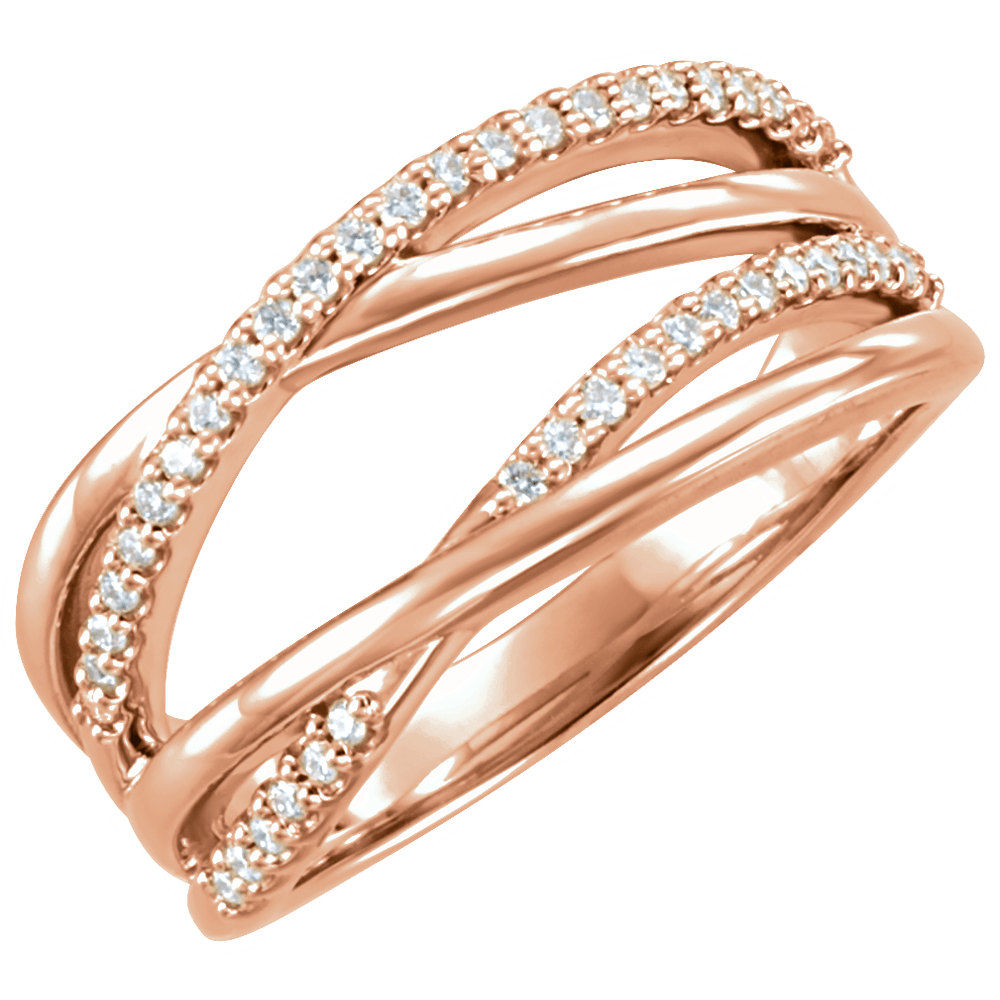 14K Gold 1/5 CTW Natural Diamond Criss-Cross Ring