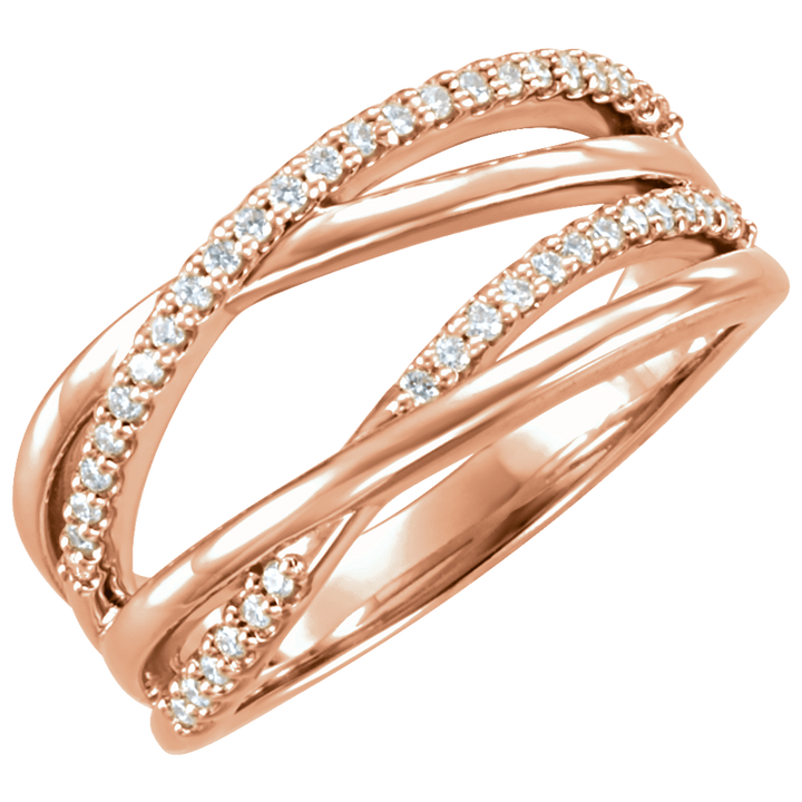 14K Gold 1/5 CTW Natural Diamond Criss-Cross Ring