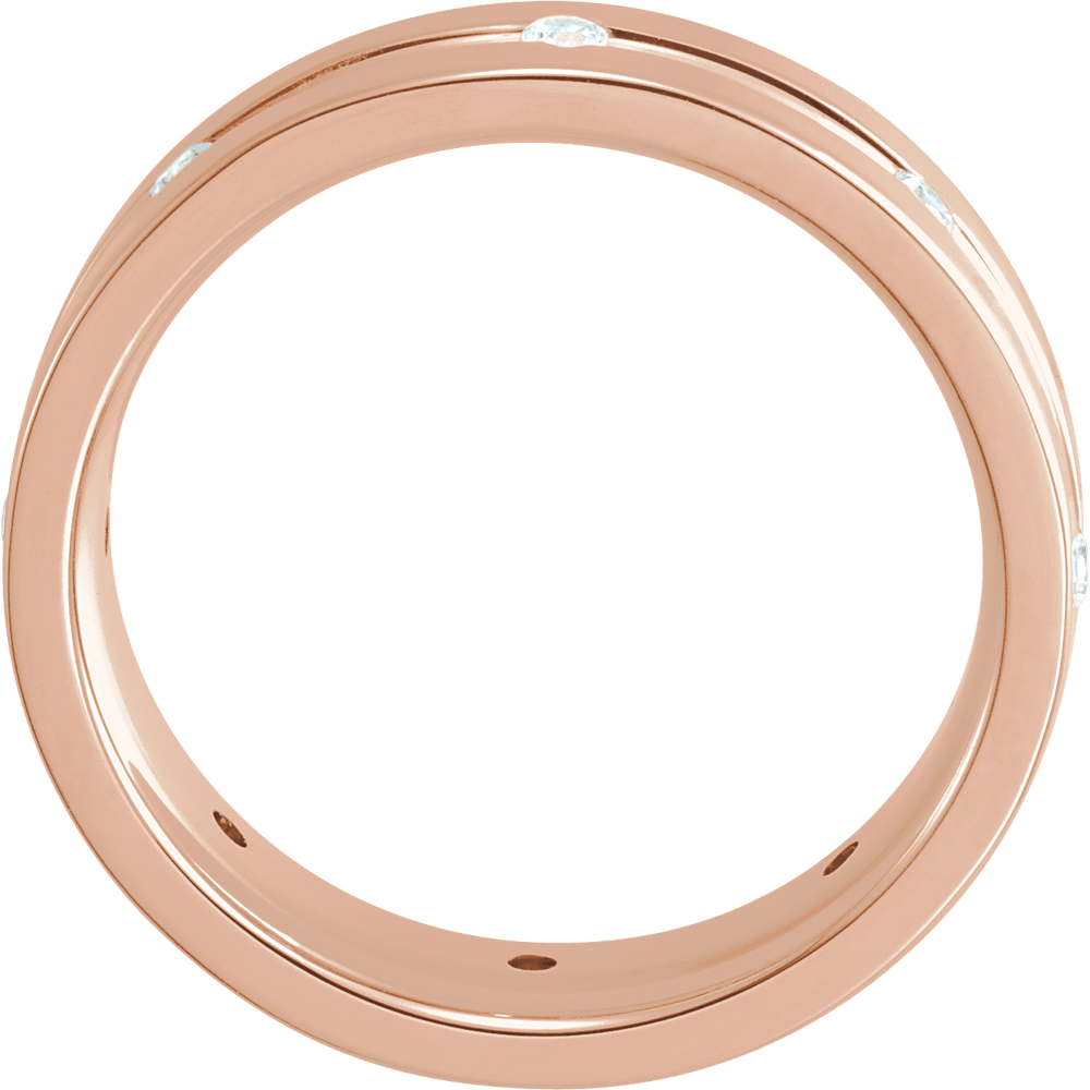 14K Gold 1/6 CTW Natural Diamond Grooved Band