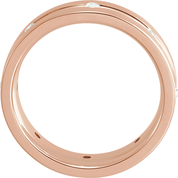 14K Gold 1/6 CTW Natural Diamond Grooved Band