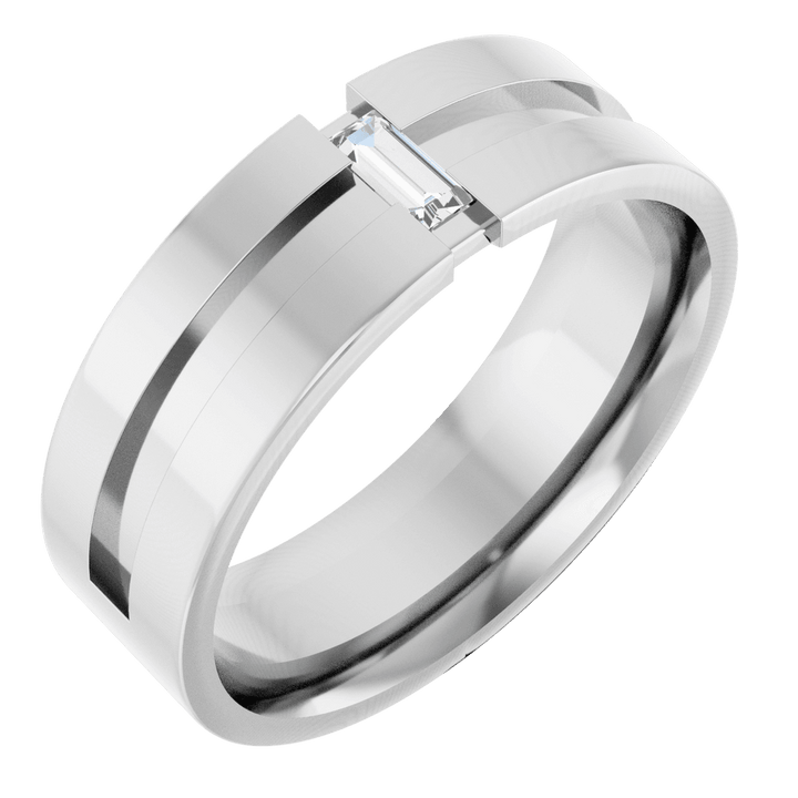 14K Gold 1/8 CT Natural Diamond Notched Band