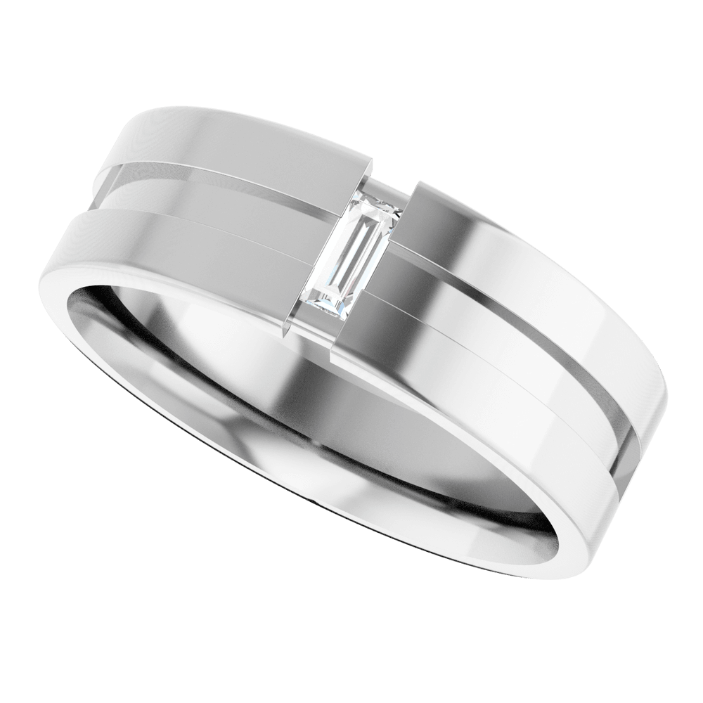 14K Gold 1/8 CT Natural Diamond Notched Band