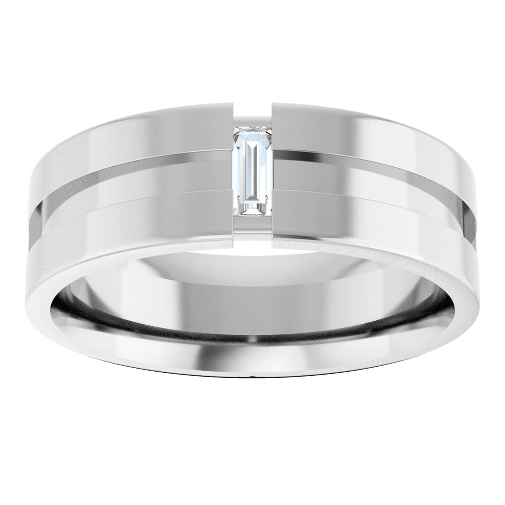 14K Gold 1/8 CT Natural Diamond Notched Band