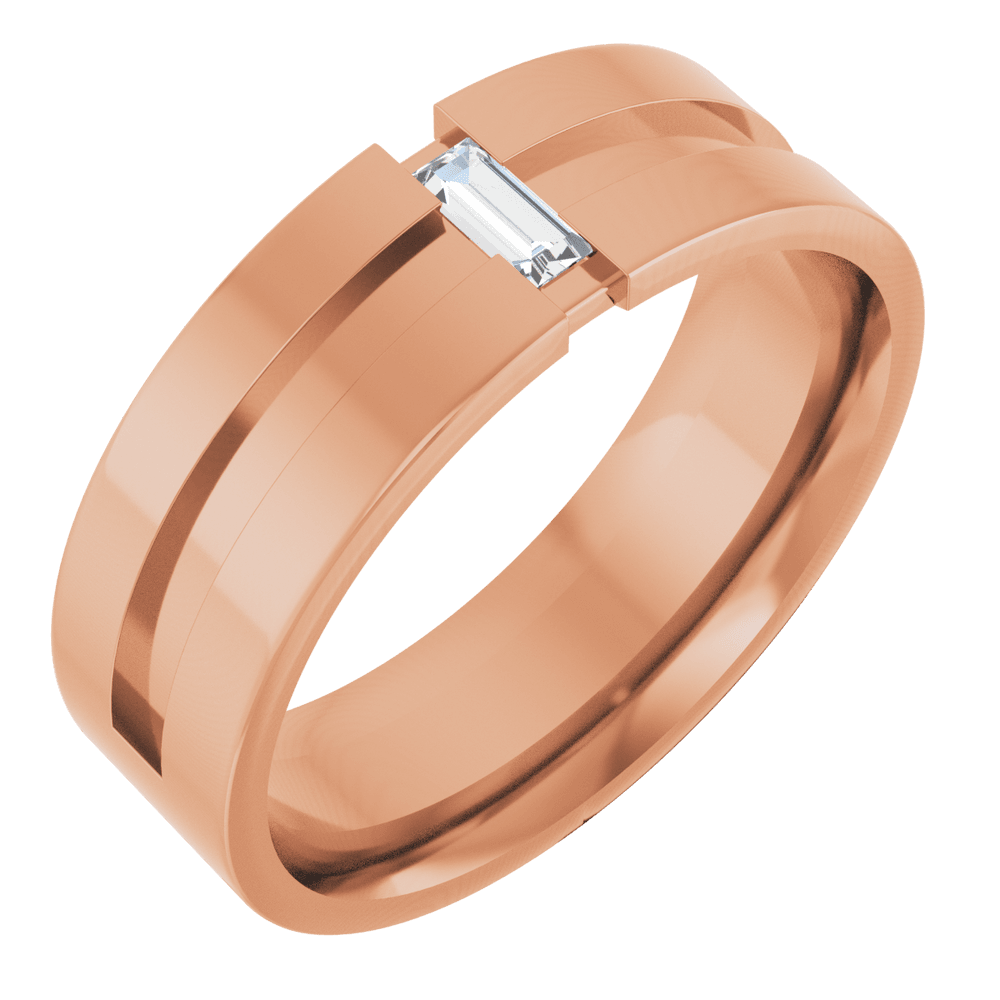 14K Gold 1/8 CT Natural Diamond Notched Band