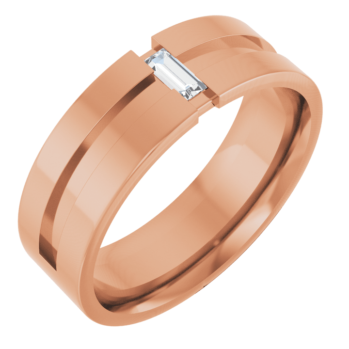 14K Gold 1/8 CT Natural Diamond Notched Band