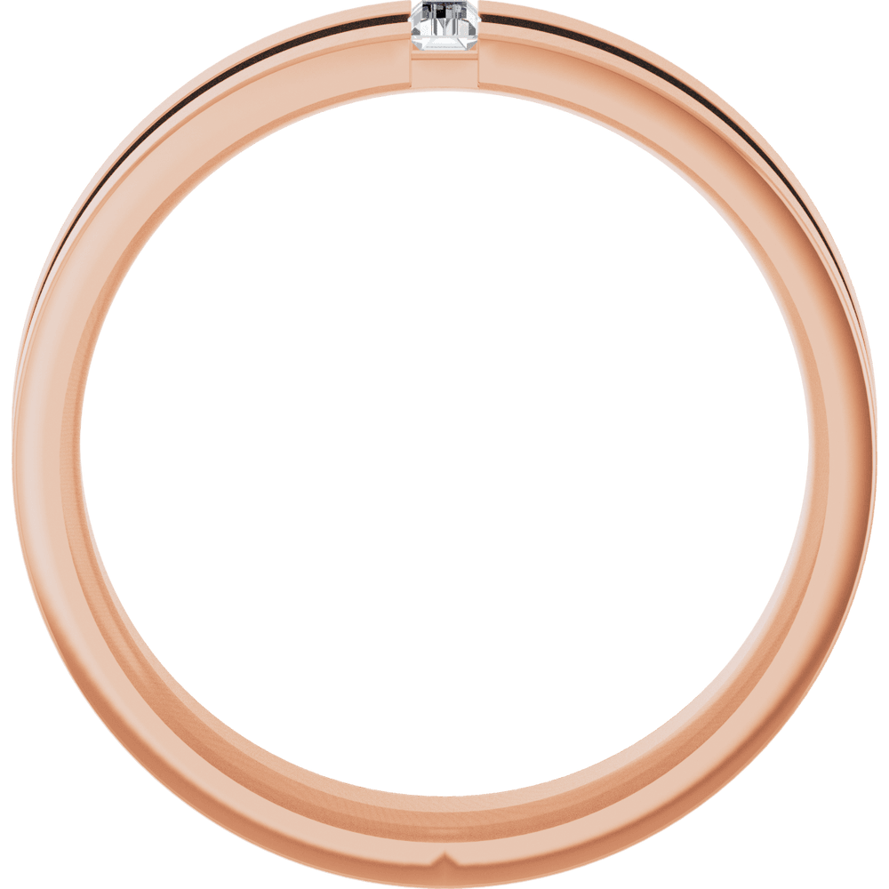 14K Gold 1/8 CT Natural Diamond Notched Band