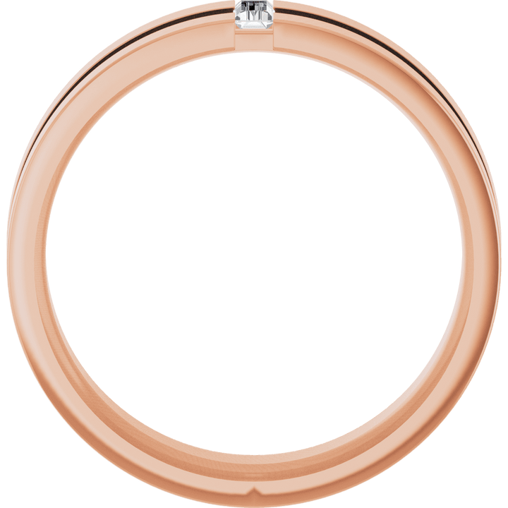 14K Gold 1/8 CT Natural Diamond Notched Band
