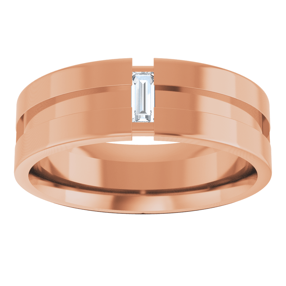 14K Gold 1/8 CT Natural Diamond Notched Band