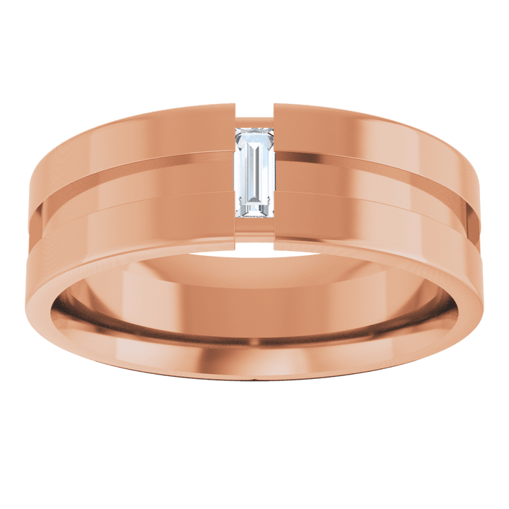 14K Gold 1/8 CT Natural Diamond Notched Band