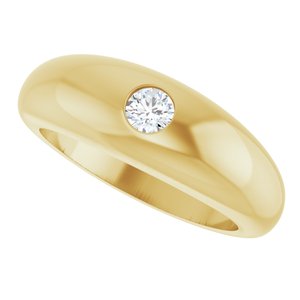 14K Gold 1/4 CT Natural Diamond Dome Ring