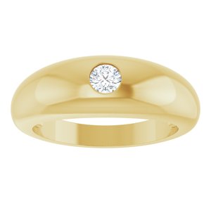 14K Gold 1/4 CT Natural Diamond Dome Ring