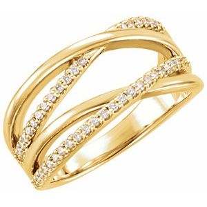 14K Gold 1/5 CTW Natural Diamond Criss-Cross Ring