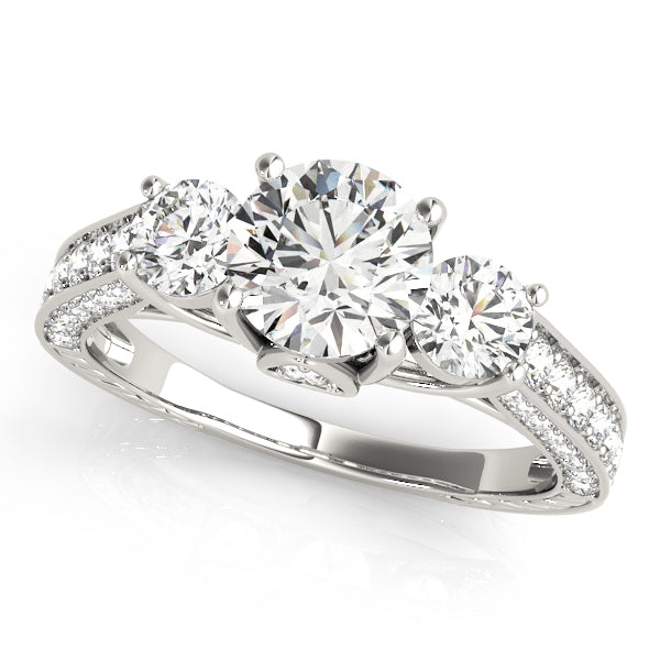 ENGAGEMENT RINGS 3 STONE ROUND