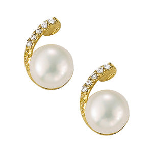 EARRING 7MM PEARL CENTER EARRINGS Complete per pair.