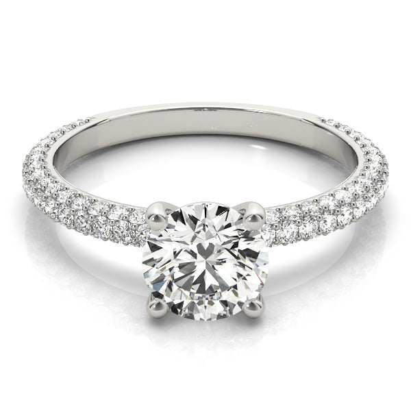 PAVE ENGAGEMENT RING WITH ROUND HEAD