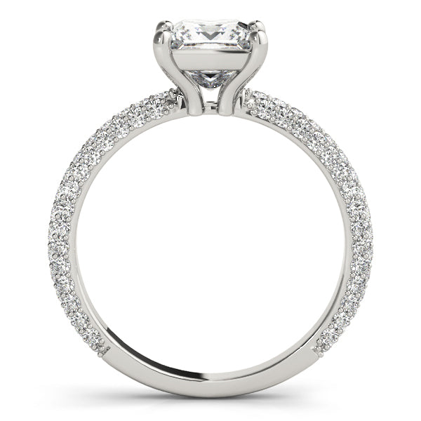 PAVE ENGAGEMENT RING WITH PRINCESS CUT HEAD