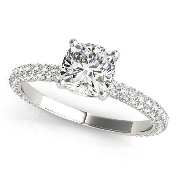 PAVE ENGAGEMENT RING WITH CUSHION HEAD