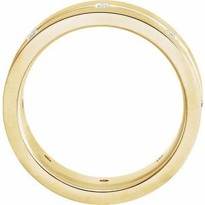 14K Gold 1/6 CTW Natural Diamond Grooved Band