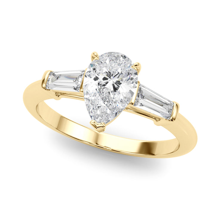 3 STONE RING PEAR CENTER TAPER BAGUETTE SIDES