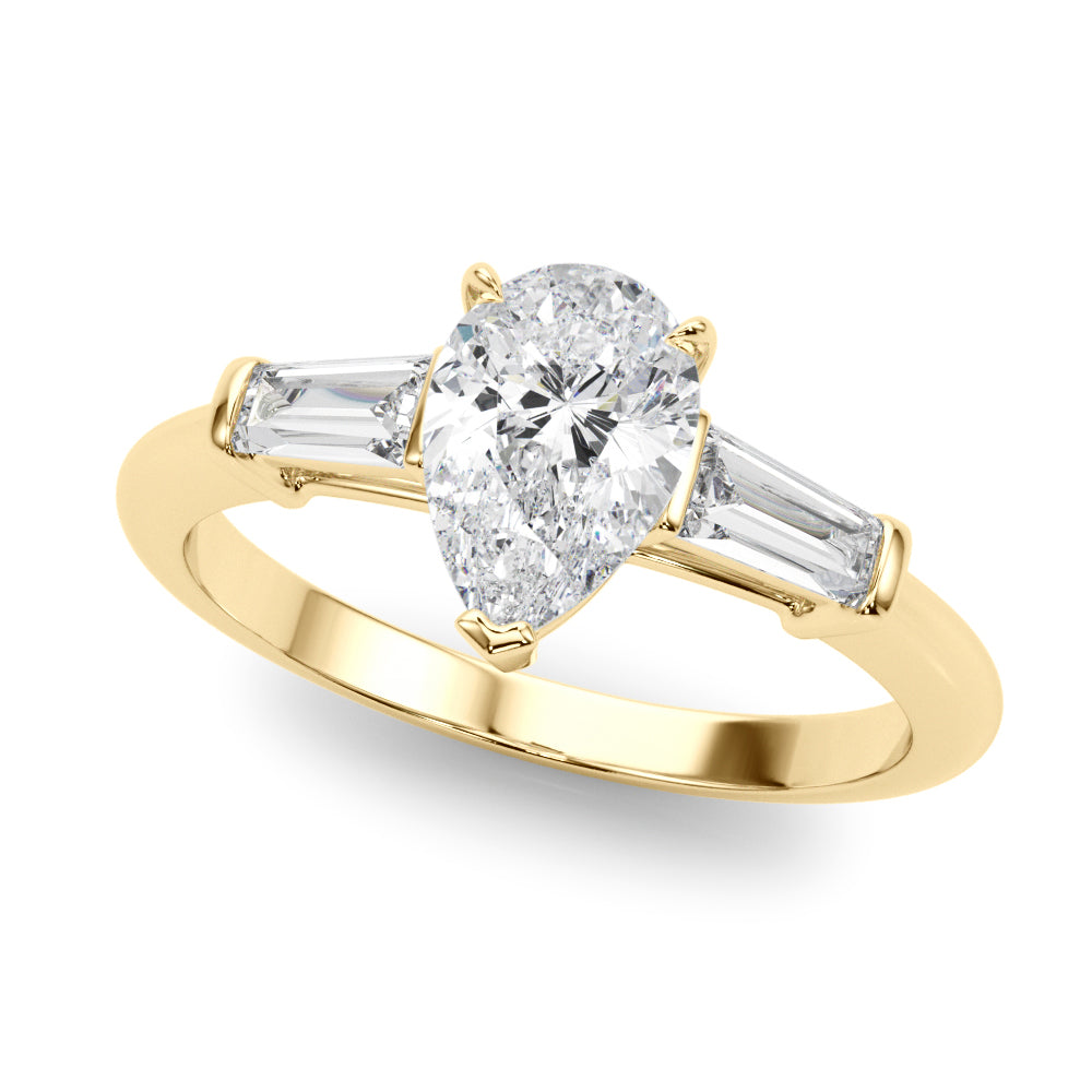 3 STONE RING PEAR CENTER TAPER BAGUETTE SIDES