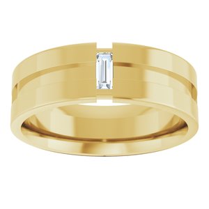 14K Gold 1/8 CT Natural Diamond Notched Band