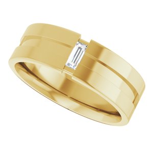 14K Gold 1/8 CT Natural Diamond Notched Band