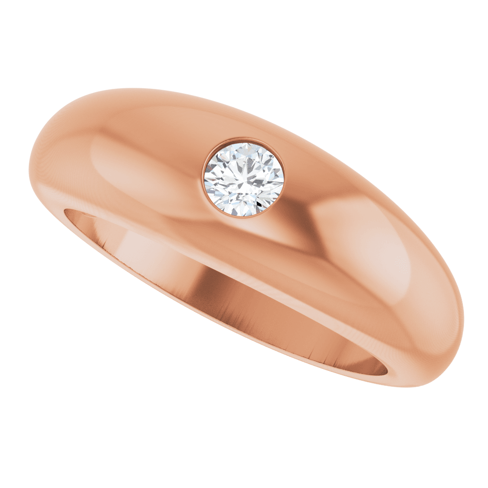 14K Gold 1/4 CT Natural Diamond Dome Ring