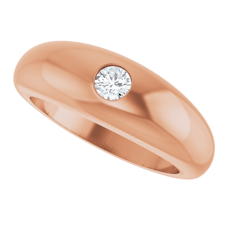 14K Gold 1/4 CT Natural Diamond Dome Ring