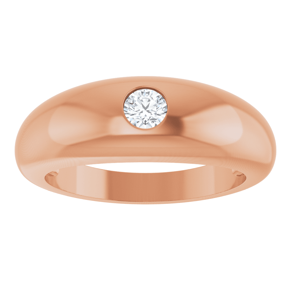 14K Gold 1/4 CT Natural Diamond Dome Ring