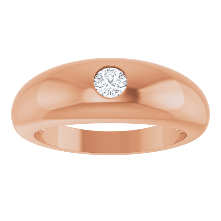 14K Gold 1/4 CT Natural Diamond Dome Ring