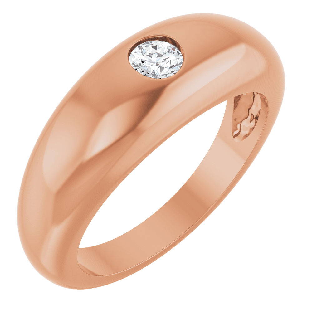 14K Gold 1/4 CT Natural Diamond Dome Ring
