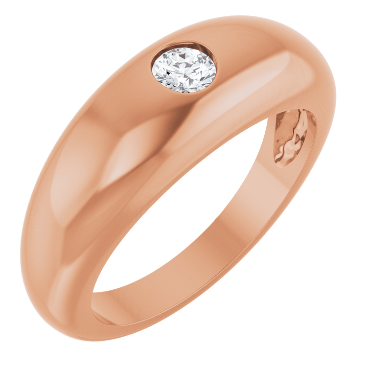 14K Gold 1/4 CT Natural Diamond Dome Ring