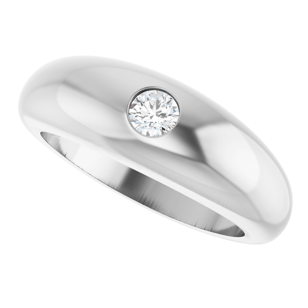 14K Gold 1/4 CT Natural Diamond Dome Ring