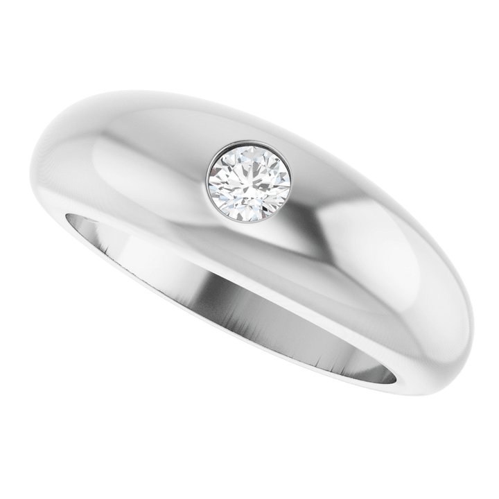 14K Gold 1/4 CT Natural Diamond Dome Ring
