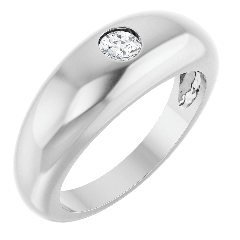 14K Gold 1/4 CT Natural Diamond Dome Ring