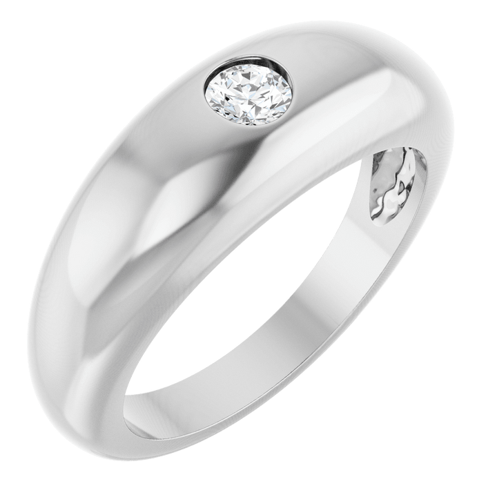 14K Gold 1/4 CT Natural Diamond Dome Ring