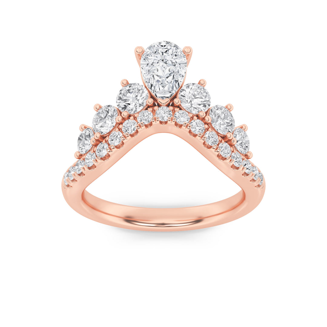 14K Rose Gold 1.5ctw Lab Diamond Pear Ring Sz 7