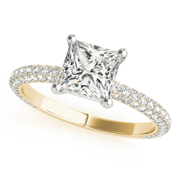 PAVE ENGAGEMENT RING WITH PRINCESS CUT HEAD