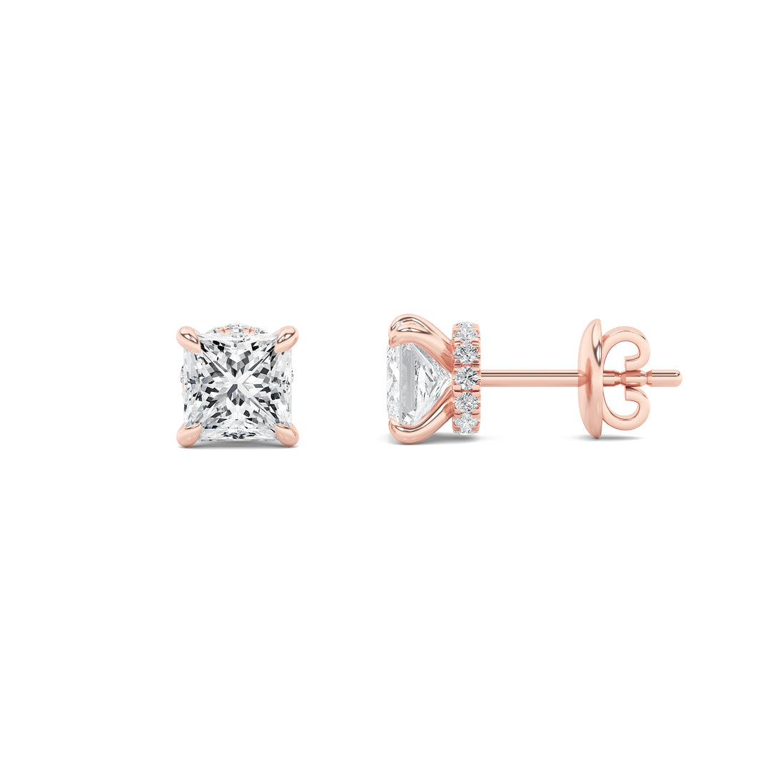 14K Rose Gold 2ctw Lab Diamond Stud Earrings