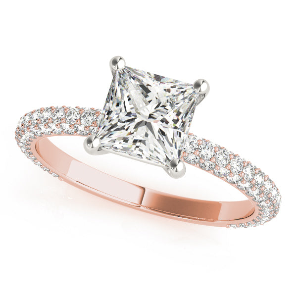 PAVE ENGAGEMENT RING WITH PRINCESS CUT HEAD