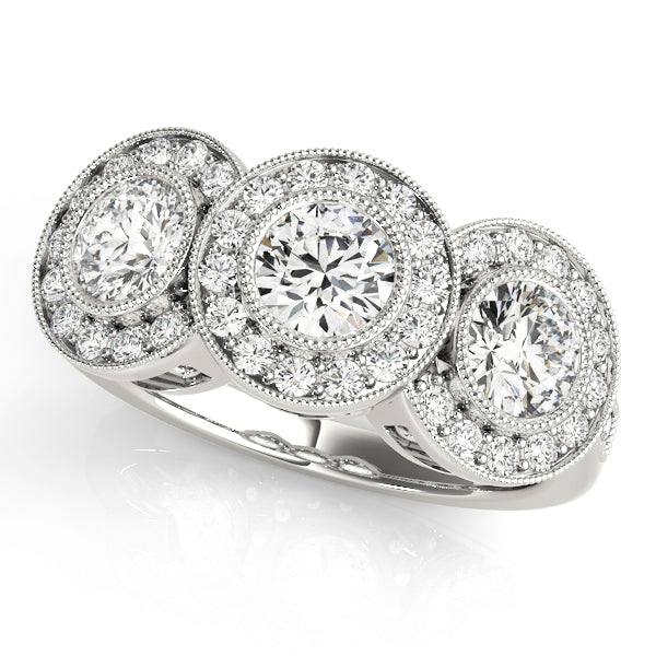 ENGAGEMENT RINGS 3 STONE ROUND