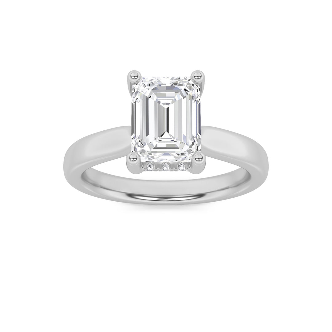 14K White Gold 2ct Emerald Lab Diamond Engagement Ring