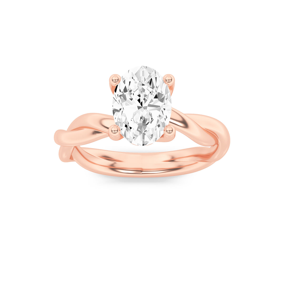 14K Rose Gold 2ct Lab Diamond Oval Engagement Ring
