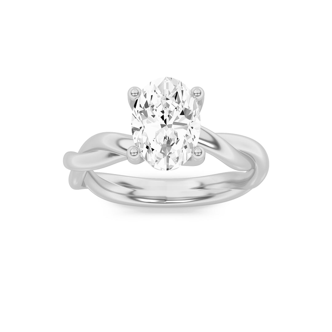 14K White Gold 1ct Lab Diamond Oval Ring Sz 7